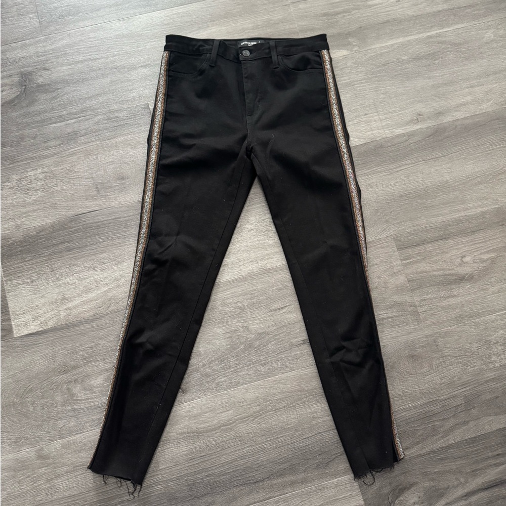 Just Black Skinny Jeans with Silver Side Stripes